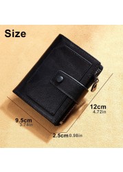 Vintage Men's Genuine Leather Wallet RFID Blocking Trifold Short Multifunction Money Clip Large Capacity Zipper Coin Purse