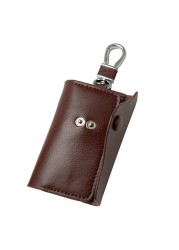 PU Leather Keychain Men Women Key Holder Organizer Pouch Cow Split Car Key Wallet Housekeeper Key Case Card Bag Small