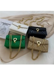 Burminsa Trendy Embroidery Small Chain Shoulder Crossbody Bags for Women Brand Designer Turn Lock Flap Ladies Handbags Ins 2022