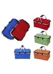 Portable Folding Picnic Camping Lunch Bags Insulated Cooler Bag Cool Hamper Storage Basket Picnic Basket