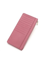 Simple Ultra-thin Coin Purse Ladies Leather Long Zip Wallet First Layer Cowhide Large Capacity Card Holder Wallet