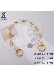 Bag Strap 48cm 1pc Acrylic Resin Gold Portable Metal Shoulder Strap Decorative Handles for Women Bags Accessories