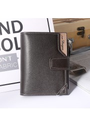 New Korean casual men's wallet short vertical locomotive British casual multi-function card bag zipper buckle triangle folding