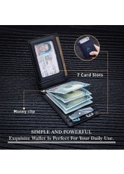 Minimalist Slim Wallet for Men with Money Clip RFID Blocking Front Pocket Credit Card Holder Thin Leather Men Wallets