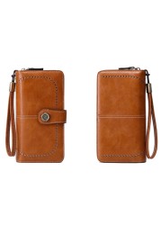 PU Leather Wallets Women Men Long Clutch Credit Card Holder Handbag Female Long Wallet Zipper Hasp Wallet Phone Bag