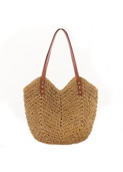 Straw Shopper Summer Bag Casual Large Capacity Hollow Woven Women Beach Ladies Tote Handbags High Design Fashion Travel Shoulder Bag