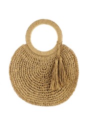 Rattan straw summer women's bag fashion woven circular ladies large capacity travel woman luxury handmade fashion handbag