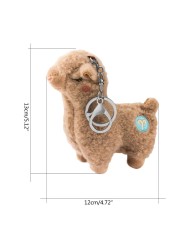 Cute Keychain Soft Cotton Standing Alpaca Shape Key Rings Chain Bag Jewelry Trinket Pendant Purse Bag Decor Key Chains Accessories