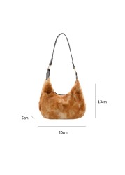 Casual Handbag Lady PU Plush Animal Pattern Underarm Shoulder Bag Pouch Popular Simple Female Daily Bag