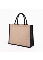 Reusable duffel bag eco-friendly burlap grocery beach shopping bags X7YA