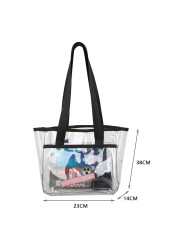 Fashion Summer PVC Transparent Handbag Tote Large Capacity Clear Women Beach Shoulder Bag Travel Clutch Brand Designer Handbags