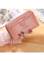 Brand Yellow Women Wallet Soft PU Leather Female Small Purse Hasp Card Holder Coin Short Wallets Slim Small Purse Zipper Keychain