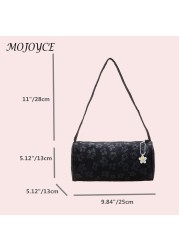 Women Canvas Flower Pattern Underarm Bag Zipper Round Shape Crossbody Bag Women Small Handbag Summer Trend New New Shoulder Bag