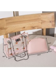 Women Small Small Square Package Transparent PVC Shoulder Bag Sweet Strawberry Designer Messenger Crossbody Clutch Wallet Handbags