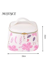 Korean PU leather printing cosmetic bag fashion printing portable female cosmetic large capacity trend retro casual cosmetic bag