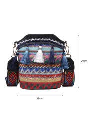 Bohemian Braid Bucket Crossbody Bag with Tassel Fringed Purse Tote Wide Crossbody Shoulder Bag Luxury Strap Designer Handbags