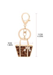 1pc Cute Leopard Grain Keychain Bag Small Pendant Aluminum Alloy Keychain With Bag Modeling Handbag Purse Ornaments Decoration