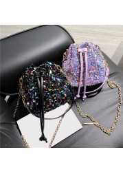 purses and handbags for women 2021 sequin chain bucket bags tote ladies shoulder bag girls crossbody bags for ladies