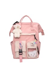 Girls With Plush Pendant Bookbag Large Capacity Casual Children Cute Kawaii Students Fashion Shoulder School Backpack Gift