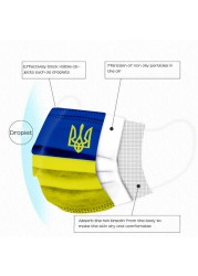 10/50pcs ukraine flag mask adult disposable mask face mask blue yellow printed 3 layers industrial ua ukr ukraine flag masks