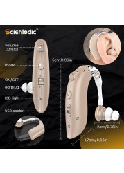 Small Rechargeable Digital Hearing Aid BTE Hearing Aids Adjustable Tone Portable Amplifier Deaf Elderly Hearing Aids Digital