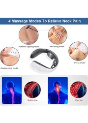 Electric Neck Massager 15 Intensity Sensor Smart Back Massage 4 Pulse Modes USB Rechargeable Cervical Physiotherapy Tool