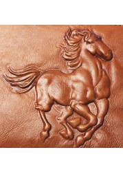 Genuine leather men's leather wallet, men's genuine leather wallet, delicate embossed horse design, foldable card holder