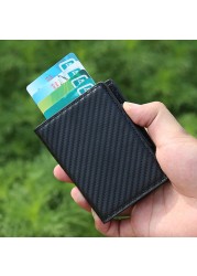 Men's Wallet Pop Up Rfid Cards Wallet Leather Slim Thin Wallet Male Short Money Wallet Smart Small Black Magic Wallet