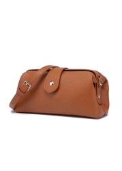 Retro Clip Bag for Women Vintage Doctor Bag Style Handbag and Purse High Quality PU Leather Female Shoulder Mini Tote 2022 New