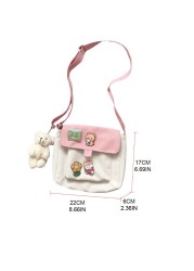 أكياس التسوق النساء الحلو Kawaii مطبوعة قماش الترفيه اليومية حقيبة تسوق Crossbody محفظة جديد