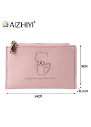 Fashion Women Cat Printing Credit Card ID Card Multi Slot Card Holder Ladies Casual PU Leather Small Coin Purse Wallet Case