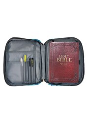 Portable Canvas Bible Cover Floral Pattern Handbag with Handle & Zippered Pocket Tote Book Holder Waterproof Cover