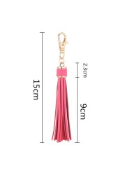 Fringe PU Leather Tassel Keychains Rhodium Key Holder Metal Key Charm Key Ring Bag Auto Car Pendant Hot Sale Jewelry