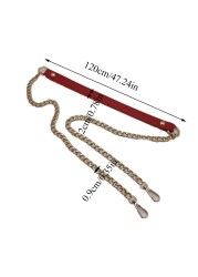 120cm Shoulder Bag Straps PU Leather Metal Chain Handbag Handle for Women Handbags Chain Strap Replacement Bag Accessories