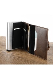 New Carbon Fiber Men Wallet RFID Anti-theft Slim Wallets For Women Double Layer Aluminum Alloy Card Holder Luxury Wallet For Men