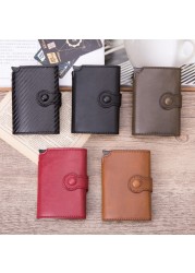 Pop Up Rfid Black Wallet ID Card Case Men Rfid Button Credit Card Holder High Quality Metal Aluminum Auto Coin Purse