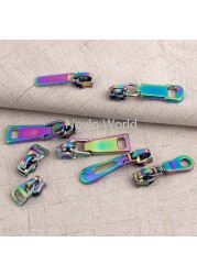 10-50-100pcs 11 types 5# iridescent rainbow metal nylon head teeth zipper puller slider for clothes purse bag accessories