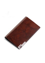 Men Wallet Fashion 100% Real Leather Card Holder Metal Wallet Credit Card Case PL185142