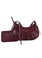 Fashion Brand Women's Bag Luxury Designer Handbags For Women Rivet Soft Vintage PU Leather Female Crossbody Shoulder Woman Bags