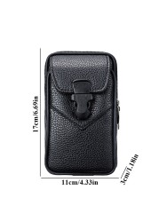 Multifunctional leather belt bag solid color men's business style belt bag horizontal and vertical section wallet purse
