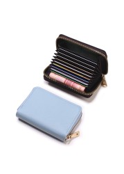 Women PU Zipper Cash ID Card Credit Card Holder Pure Color Business Card Case Name Card Holder Card Holder