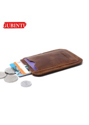 GUBINTU Genuine Leather Card Wallet Simple Design ID Card Holder Traffic Card Pocket Classic High Quality Brand Male Wallet