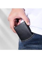 DIENQI RFID Carbon Fiber Leather Men Wallets Card Holder Money Bags Male Purses Slim Thin Small Wallet Black Walet for Men Gifts