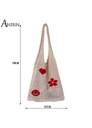 Fashion Knitted Sweater Women Shoulder Bags Floral Summer Beach Handbags Crochet Bag Large Capacity Handbag Female Designer Shopper