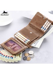 Men Short Wallet Trifold Cartera Piquina Coin Purse Zipper Clutch Bag Men Genuine Leather Wallets Classic Style