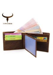 COWATHER - Genuine cowhide leather men's wallet, high quality, paste, dollar price, carteira masculina, original brand, 100%