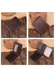 GENODERN New Rfid Bifold Mens Wallets Business Men's Wallet Male With Coin Pocket Portomonee Card Holder Photo Holder Small Wallet