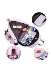 Anti-theft Backpack Woman Laptop Bag External USB Charge Computer Backpacks Waterproof School Bag For Teenage Girls Black Pink