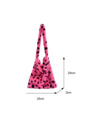 2021 Women Leopard Print Open Pocket Shoulder Bags Winter Warm Soft Plush Bucket Bags Female Large Capacity Furry Shopping Bag