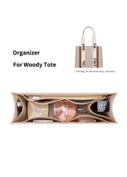 For Woody Tote Inner Storage Bag, Purse Organizer Insert, Felt Makeup Linner Bags Zipper, Women's Luxury Handbag Tote Shaper